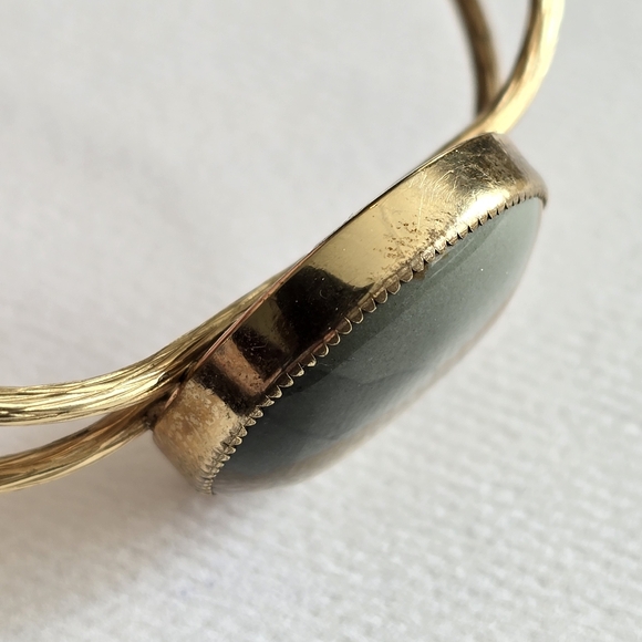 Vintage bracelet picture Jasper Gold tone cuff Southwestern desert scene - Picture 11 of 16